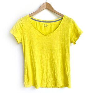 Boden Womens T-Shirt Size 8 100% Cotton Short Sleeve V-Neck Yellow Soft Casual